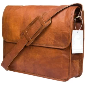 Leather Messenger Bag for Men Laptop Shoulder Satchel University Bag