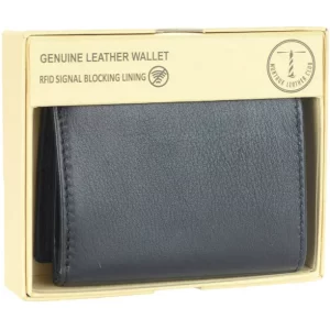 Zoha  Leather Club Men’s RFID Signal Blocking Genuine Leather Trifold Wallet with Gift Box