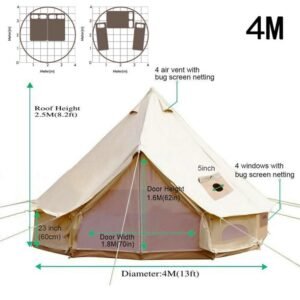 VEVOR Canvas Bell Tent 13.12ft /4m Cotton Canvas Tent with Wall Stove